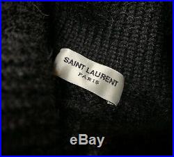 $1,200 Saint Laurent Black Turtleneck Wool Cable Sweater Medium Made in Italy