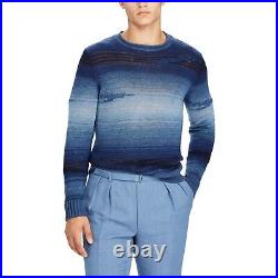 $1,495 Ralph Lauren Purple Label Italy Mens Blue Ombre Southwest Linen Sweater