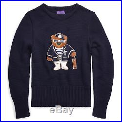 $1,495 Ralph Lauren Purple Label Leather Polo Bear Merino Wool Cricket Sweater