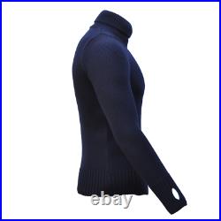 100% Merino Wool FITTED Submariner Sweater in Navy Roll / Turtle Neck Jumper