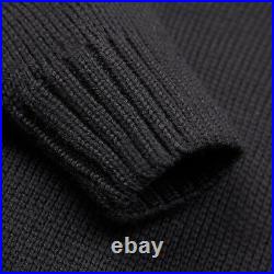 100% Merino Wool Submariner Sweater in Black Royal Navy Roll Neck Style Jumper
