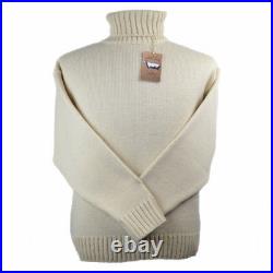 100% Merino Wool Submariner Sweater in Ecru The Chunky Royal Navy Roll Neck