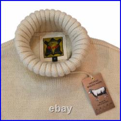 100% Merino Wool Submariner Sweater in Ecru The Chunky Royal Navy Roll Neck