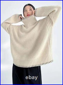 100% pure wool sweater for women's autumn and winter high neck pullover