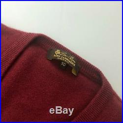 $1200 Loro Piana Men BABY CASHMERE Red V Neck Sweater Jumper Knitwear Size 50 L