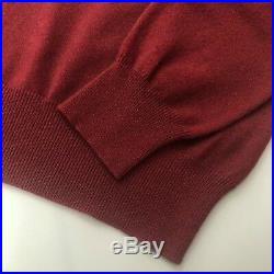 $1200 Loro Piana Men BABY CASHMERE Red V Neck Sweater Jumper Knitwear Size 50 L