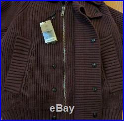 $1295 Mens Burberry Brit Removable Vest Sweater Jacket Mahogany Red Medium