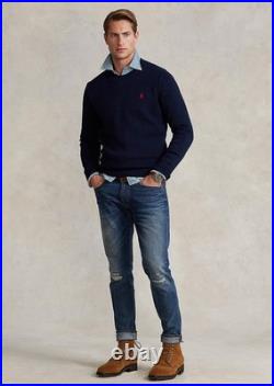 $145 Polo Ralph Lauren Men's Premium Cotton Crewneck Sweater Navy Size M