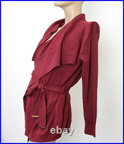 $1495 NEW Authentic Gucci Oversized Belted Wool Cardigan M, Burgundy #297750