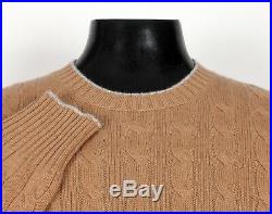 $1495 NWT BRUNELLO CUCINELLI 100% CASHMERE Cable Knit Sweater Tan Medium 50
