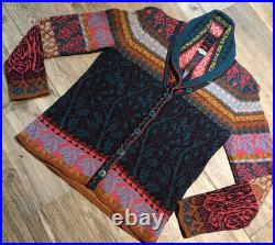 152. Ivko Sundance Catalog Intarsia Shawl Collar Cardigan Sweater M 42 Euc