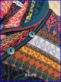 152. Ivko Sundance Catalog Intarsia Shawl Collar Cardigan Sweater M 42 Euc