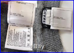 $1600 14a Chanel Gray White Pearl Cashmere Mohair Sweater 44