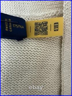 $168 Polo Ralph Lauren Men's Premium Cotton V-Neck Cardigan Sweater Cream Size M