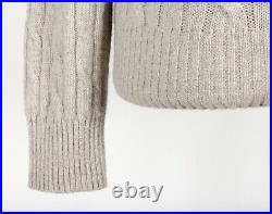 $1750 LORO PIANA 100% BABY CASHMERE / SUEDE 1/2 Zip Sweater Cream 50 M