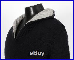 $1895 HERMES 100% CASHMERE Chunky Sweater Blue / Gray M Medium