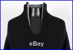 $1895 HERMES 100% CASHMERE Chunky Sweater Blue / Gray M Medium