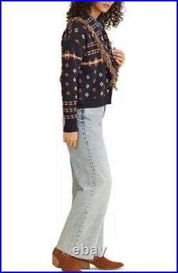 196. PENDLETON Women's Fringe-Trim Shawl-Collar Cardigan Sweater M NWT $259