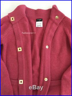 $2.8k Gorgeous 09a Chanel Pink Cashmere CC Turnlock Cardigan Sweater Jacket 42