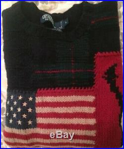 2002 Polo Ralph Lauren Vintage Hand Knit Wool Sweater 9/11 Tribute Men's Medium