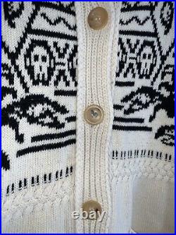 2006 Alexander McQueen Knit Long Cardigan Sweater Coat Longhorn Black White M/L