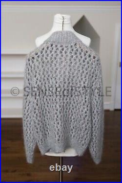 2019 Brunello Cucinelli Cardigan Sweater Metallic open wave size M