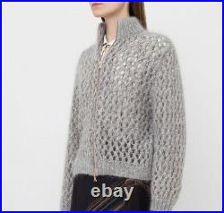 2019 Brunello Cucinelli Cardigan Sweater Metallic open wave size M
