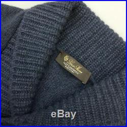 $2200 Loro Piana Men Blue BABY CASHMERE Pullover Sweater Jumper Knit Size 52 XL