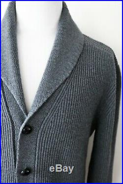 $2390 TOM FORD Gray McQueen Shawl Collar Cardigan Pullover Sweater 50 EU Medium