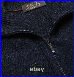 $2475 LORO PIANA Baby Cashmere and Silk Blend Bomber Sweater Jacket 50 EU Medium
