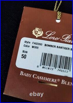 $2475 LORO PIANA Baby Cashmere and Silk Blend Bomber Sweater Jacket 50 EU Medium