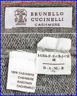 $2595 NWT BRUNELLO CUCINELLI 100% CASHMERE HOODIE HOODED Sweater Gray 48 M