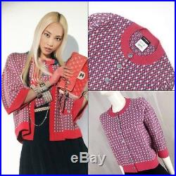 $2800 NEW Chanel 14P Pink Blue CASHMERE CC LOGO Cardigan Sweater Size S FR38 US4