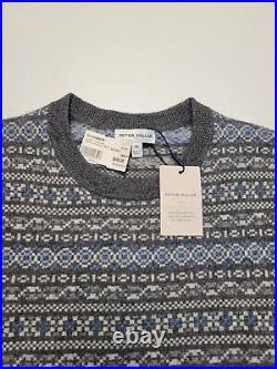 $295 New PETER MILLAR Fairisle Sweater CONWAY Men MEDIUM Gray Blue Wool CASHMERE