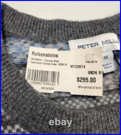 $295 New PETER MILLAR Fairisle Sweater CONWAY Men MEDIUM Gray Blue Wool CASHMERE