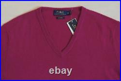 $350 Men Polo Ralph Lauren Blue Label 100% Cashmere V neck Purple Sweater S M L