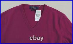 $350 Men Polo Ralph Lauren Blue Label 100% Cashmere V neck Purple Sweater S M L
