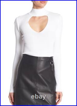 360 Sweater 163477 Women's Evelina Front Cutout Sweater White Sz. Medium