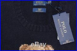 $398 Ralph Lauren 50th Anniversary Iconic Polo Bear Flag Wool Crew Neck Sweater
