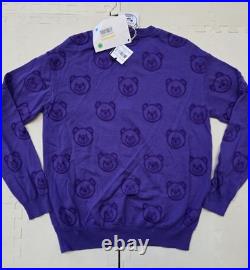 $400 NWT Moschino Sweater Purple Bear Knit Pullover Crewneck Men's Size M Medium