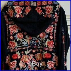 $425 Johnny Was Nwt Martesh Embroidered Cotton Hoodie Sweater Medium Last One