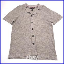 $425 Vayder Gianni Short Sleeve Knit Linen Sand Cuban Sweater Mens Size Medium