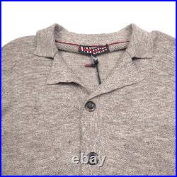 $425 Vayder Gianni Short Sleeve Knit Linen Sand Cuban Sweater Mens Size Medium