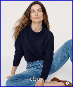 $425Jenni Kayne Cashmere Fisherman Crewneck Sweater Navy Size Medium NEW