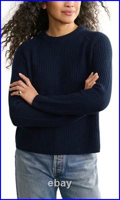 $425Jenni Kayne Cashmere Fisherman Crewneck Sweater Navy Size Medium NEW