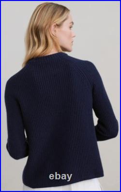 $425Jenni Kayne Cashmere Fisherman Crewneck Sweater Navy Size Medium NEW