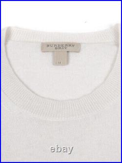 450$ W's BURBERRY BRIT CHECK ELBOW PATCH CASHMERE SWEATER M/US8-10