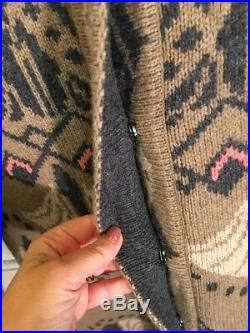 49. Ivko Anthropologie Art Deco Intarsia Sweater Coat NWOT 40 M
