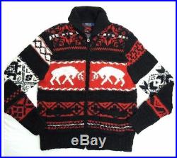 $595 Polo Ralph Lauren Cowichan Elk Reindeer Sweater Cardigan Wool Ski Jacket M