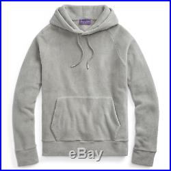 $695 Ralph Lauren Purple Label Italy Mens Grey Fleece Hoodie Sweatshirt Sweater